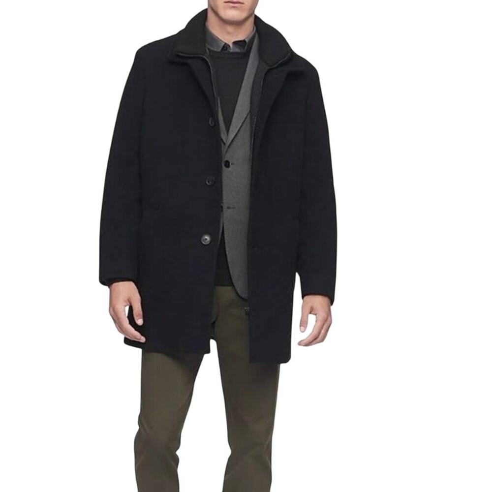 Calvin Klein Men's Classic Fit Black Wool Blend Over coat out of stock SzL NEW! - Picture 1 of 14